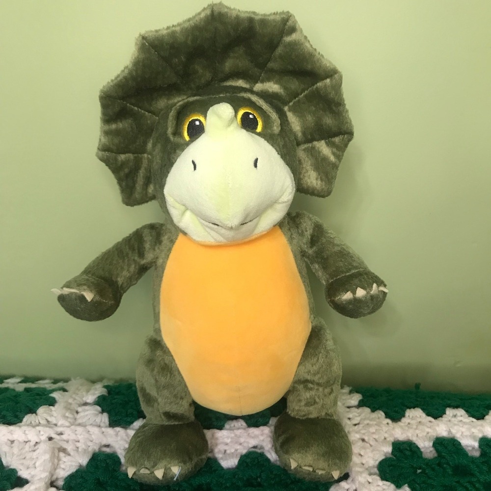 Kohls Cares Green Dinosaur Triceratops Plush Stuffed‎ Animal 13" Stitched Eyes